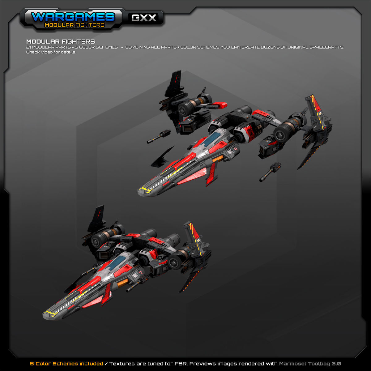 MODULAR SF Fighters GXX Low-poly 3D model_4