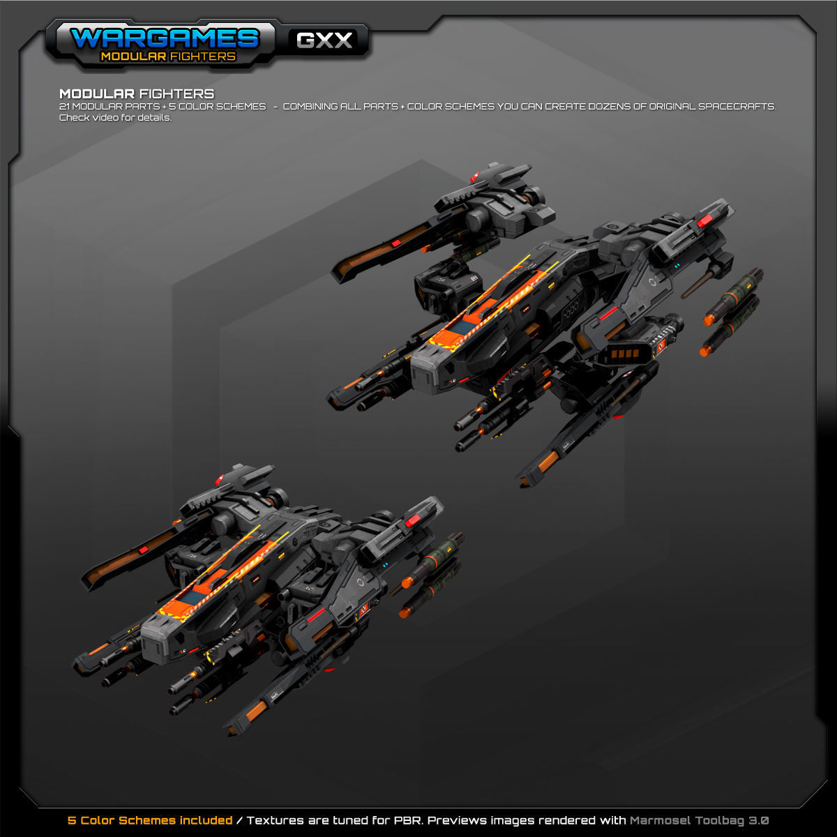 MODULAR SF Fighters GXX Low-poly 3D model_5