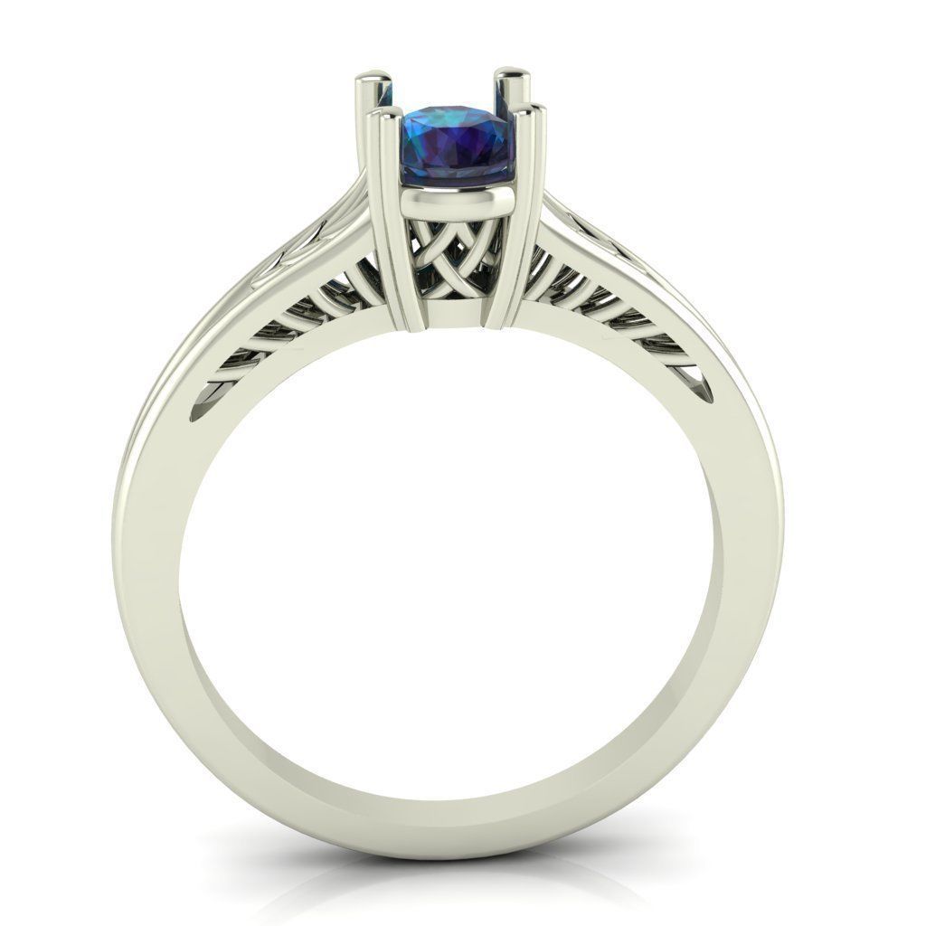 Love Female Ring with gem 3D print model_5