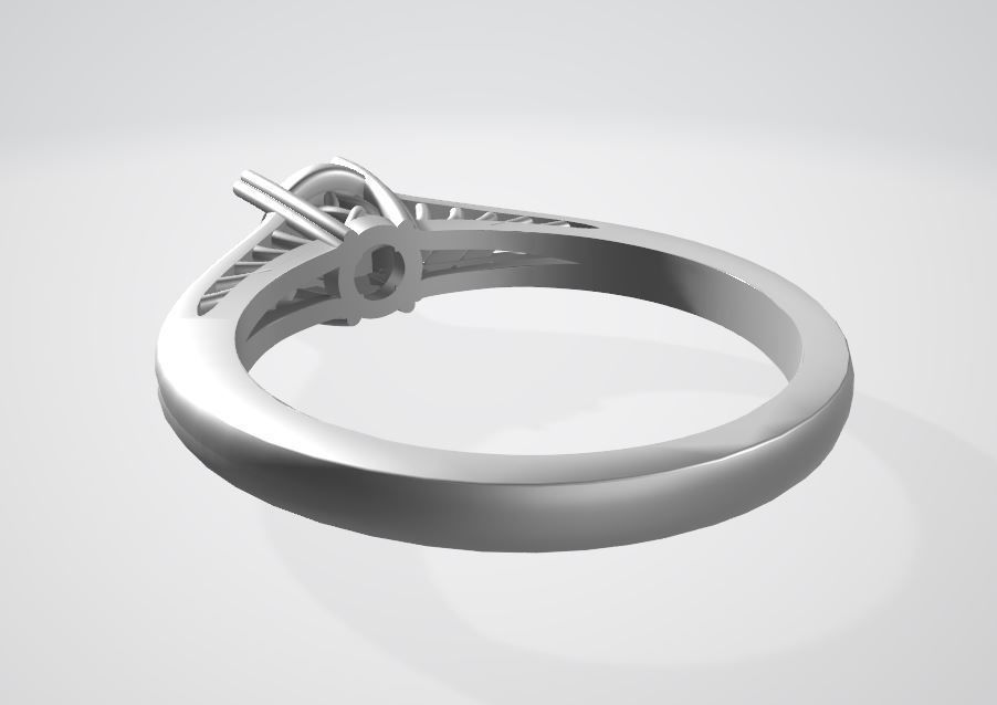 Love Female Ring with gem 3D print model_8