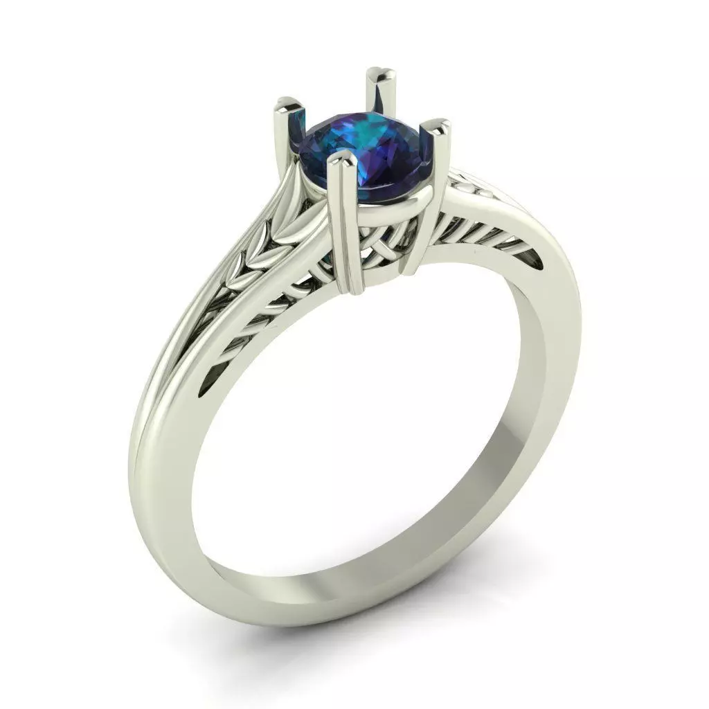 Love Female Ring with gem 3D print model_0