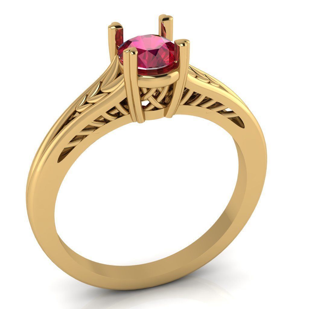 Love Female Ring with gem 3D print model_2