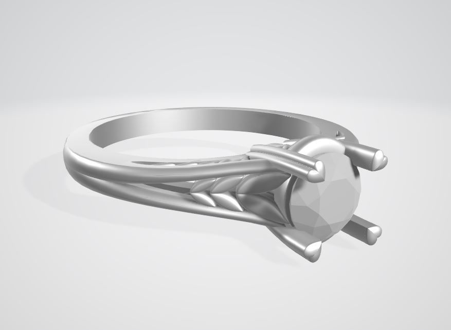 Love Female Ring with gem 3D print model_4