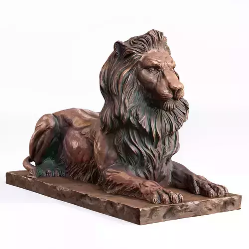 Recumbent Lion Lowpoly PBR Low-poly 3D model