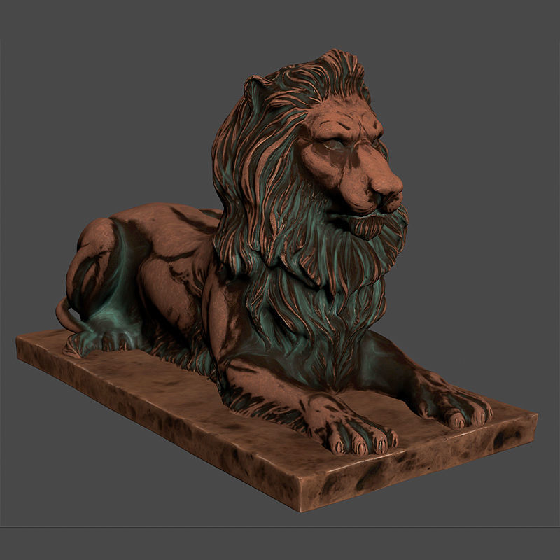 Recumbent Lion Lowpoly PBR Low-poly 3D model_6