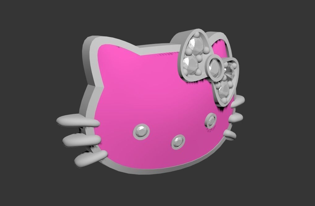 101126 CL Hello Kitty cufflinks badge 3D print model_4