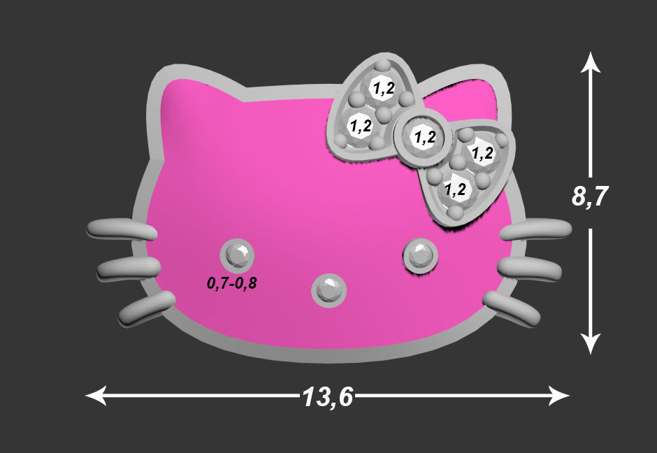 101126 CL Hello Kitty cufflinks badge 3D print model_2