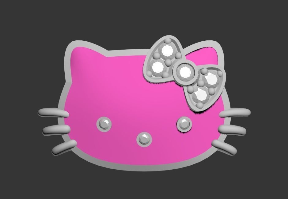 101126 CL Hello Kitty cufflinks badge 3D print model_8