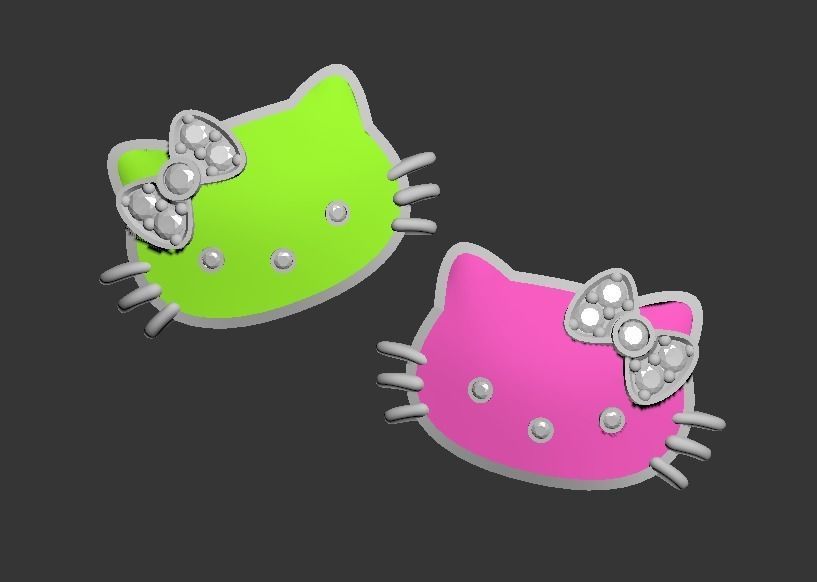 101126 CL Hello Kitty cufflinks badge 3D print model_6