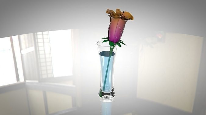 Flower in glass vase 3D model