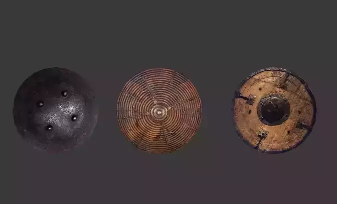 Round Medieval Shield  low-poly gameready model Free low-poly 3D model