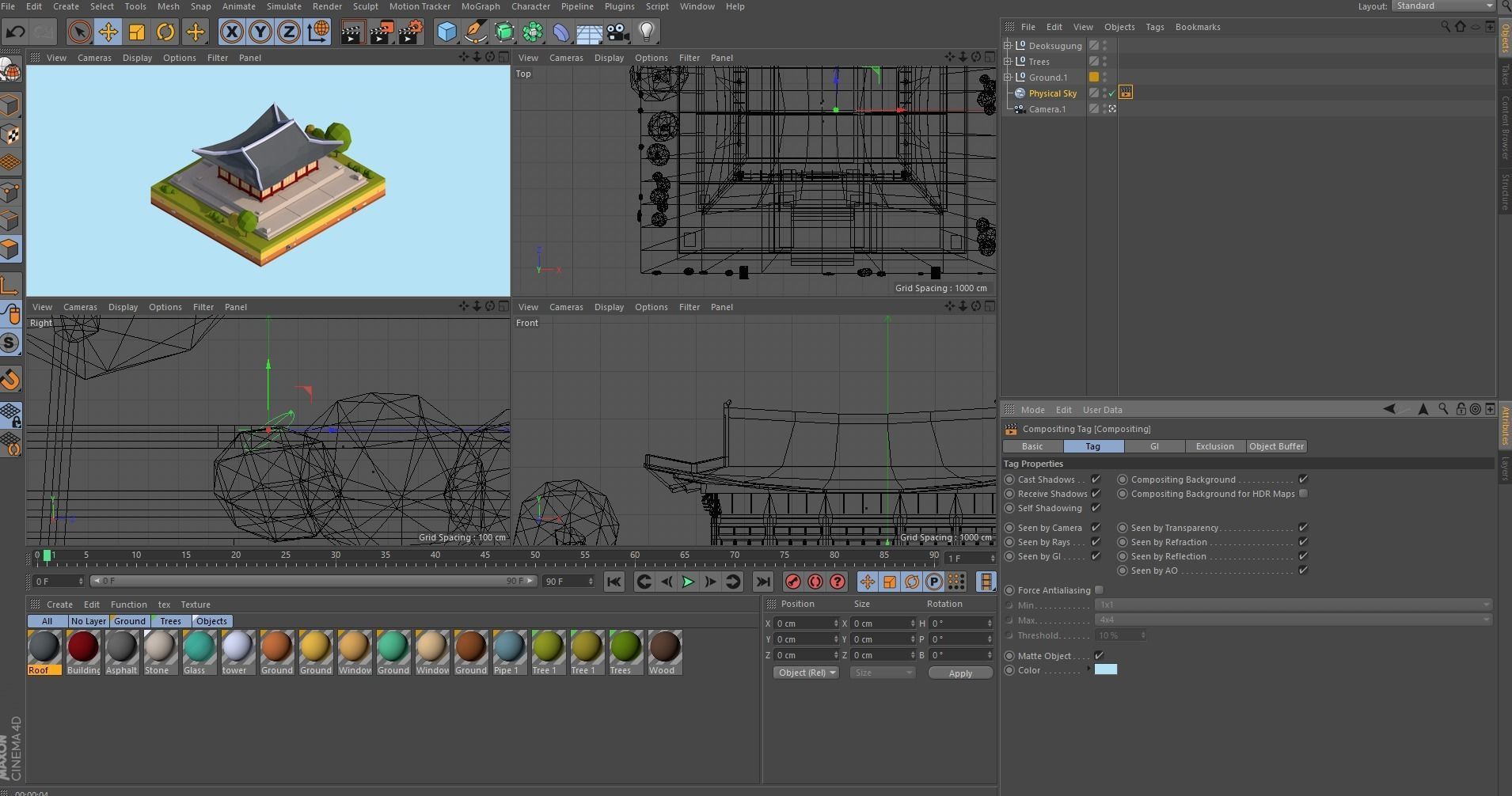 Cartoon Low Poly Deoksugung Palace Landmark Low-poly 3D model_7