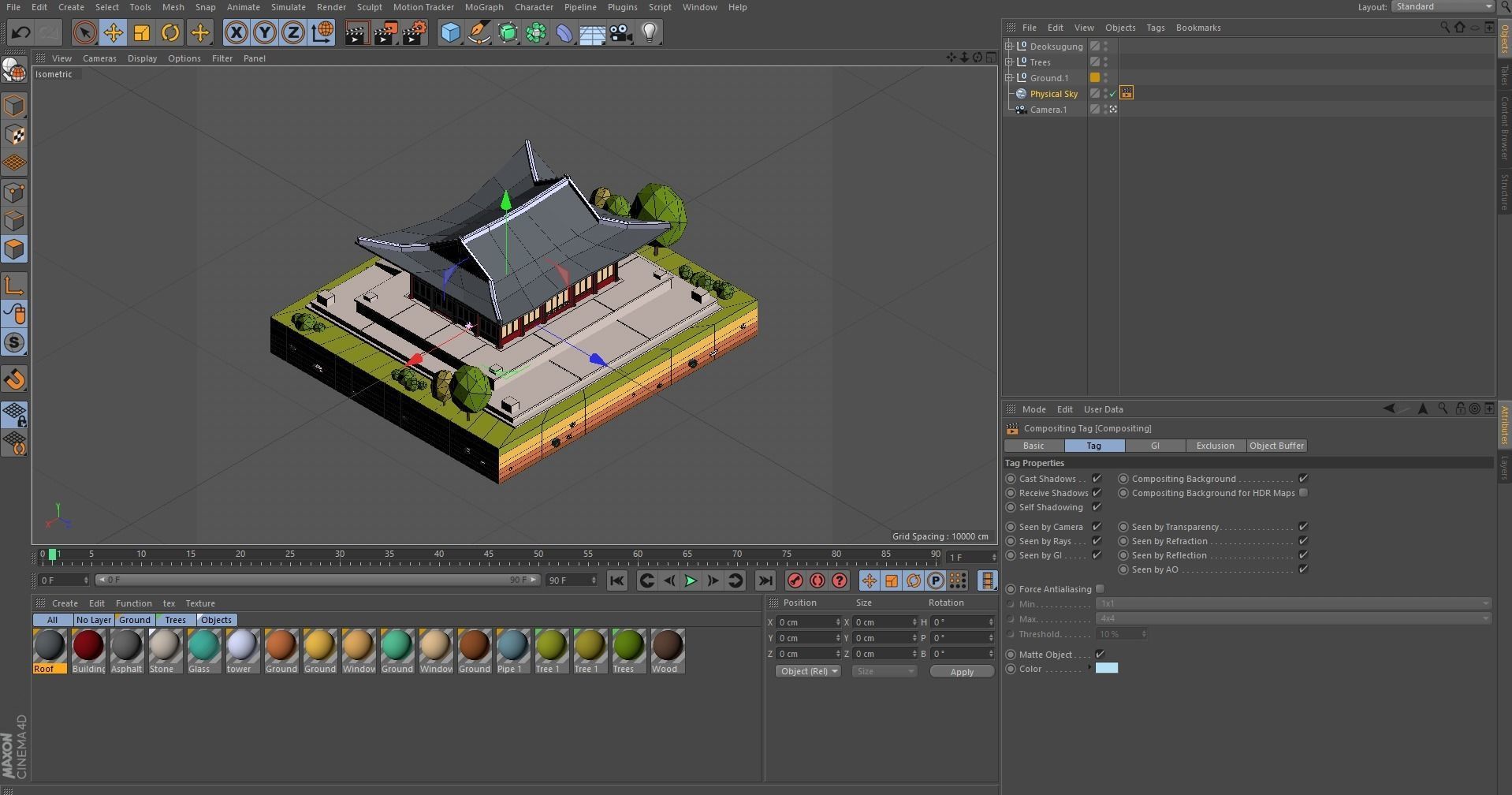 Cartoon Low Poly Deoksugung Palace Landmark Low-poly 3D model_8
