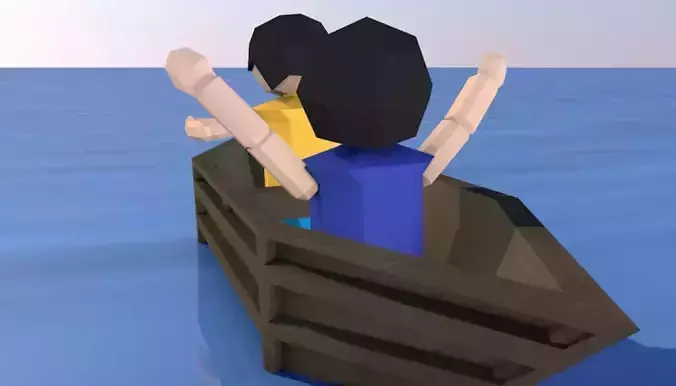 Cartoon Origami Animated Boat 3D model