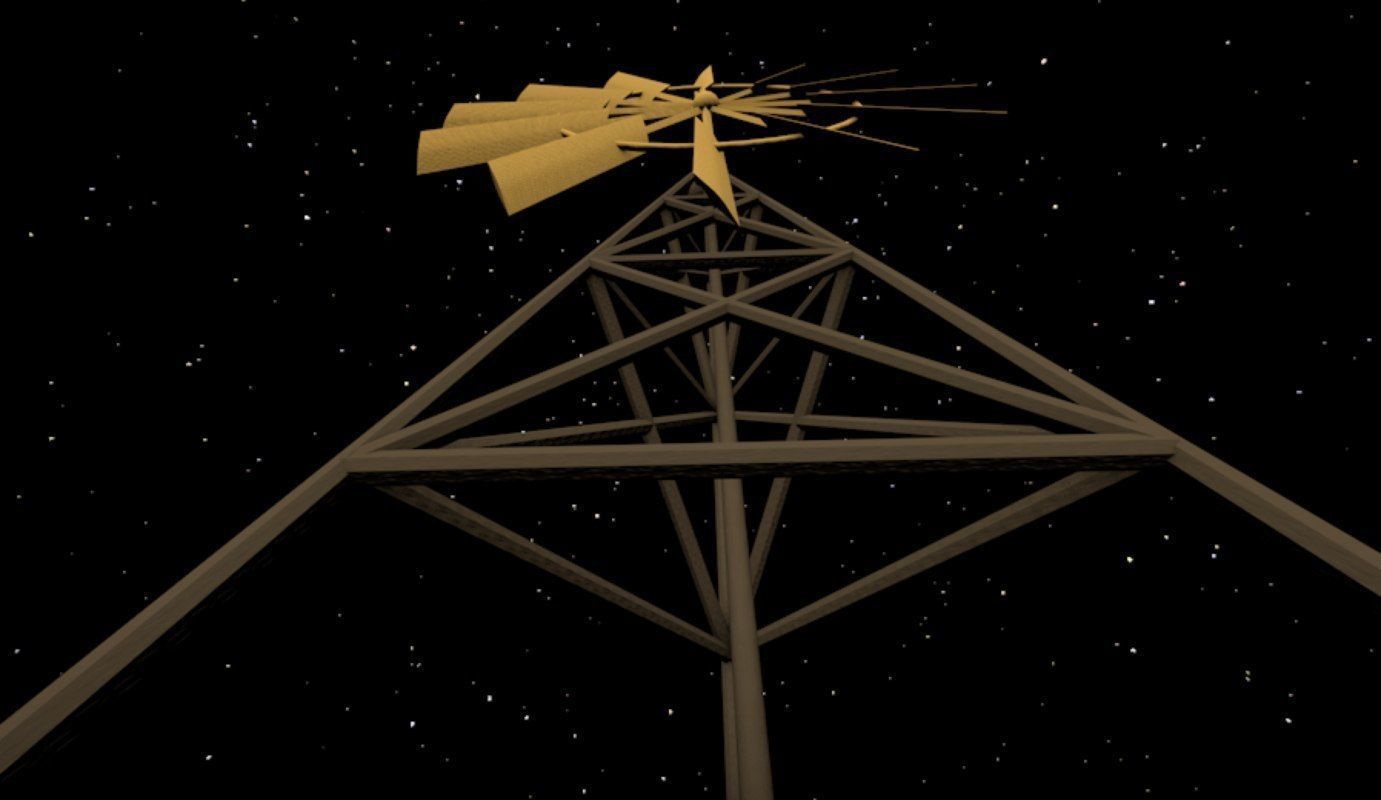 Origami animated windmill 3D model_7