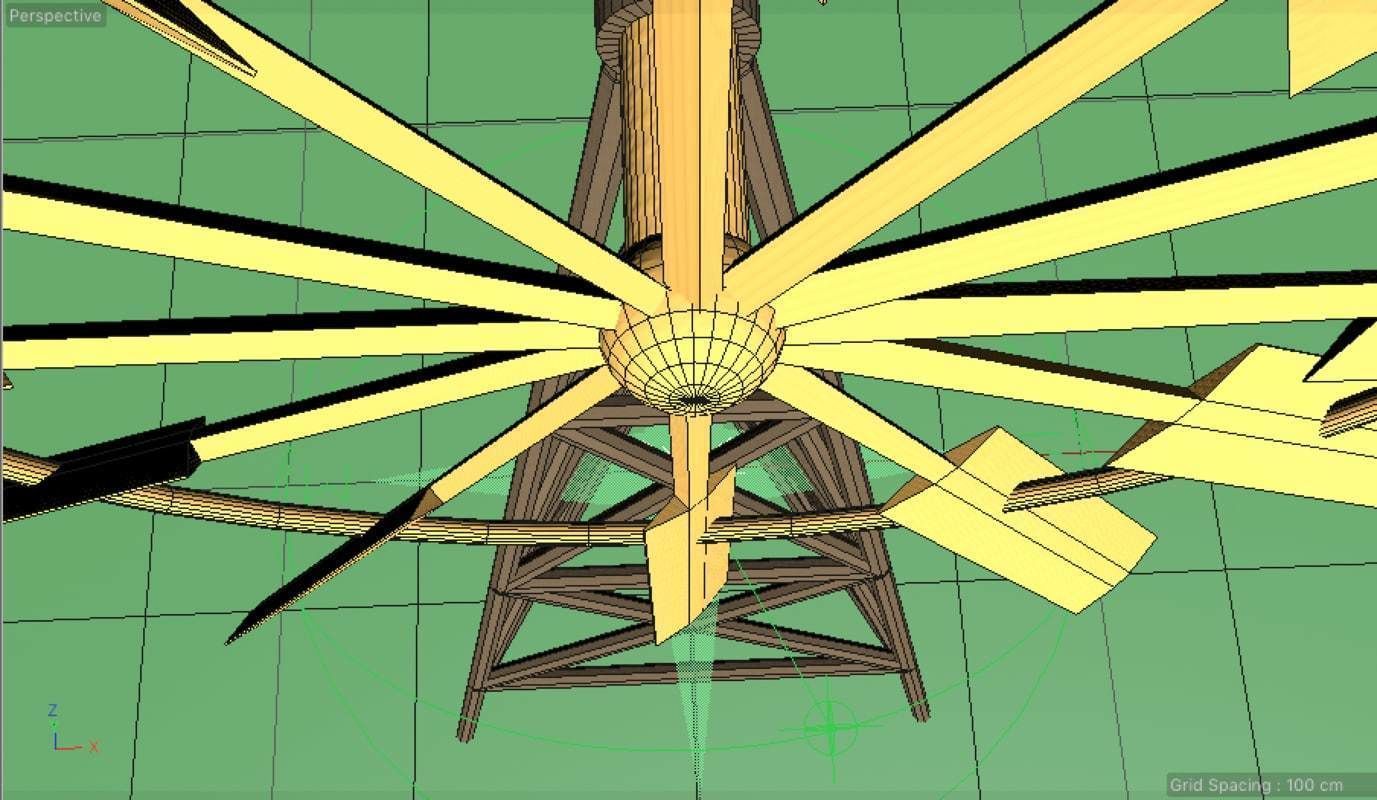 Origami animated windmill 3D model_5