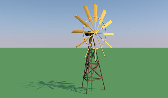 Origami animated windmill 3D model_9