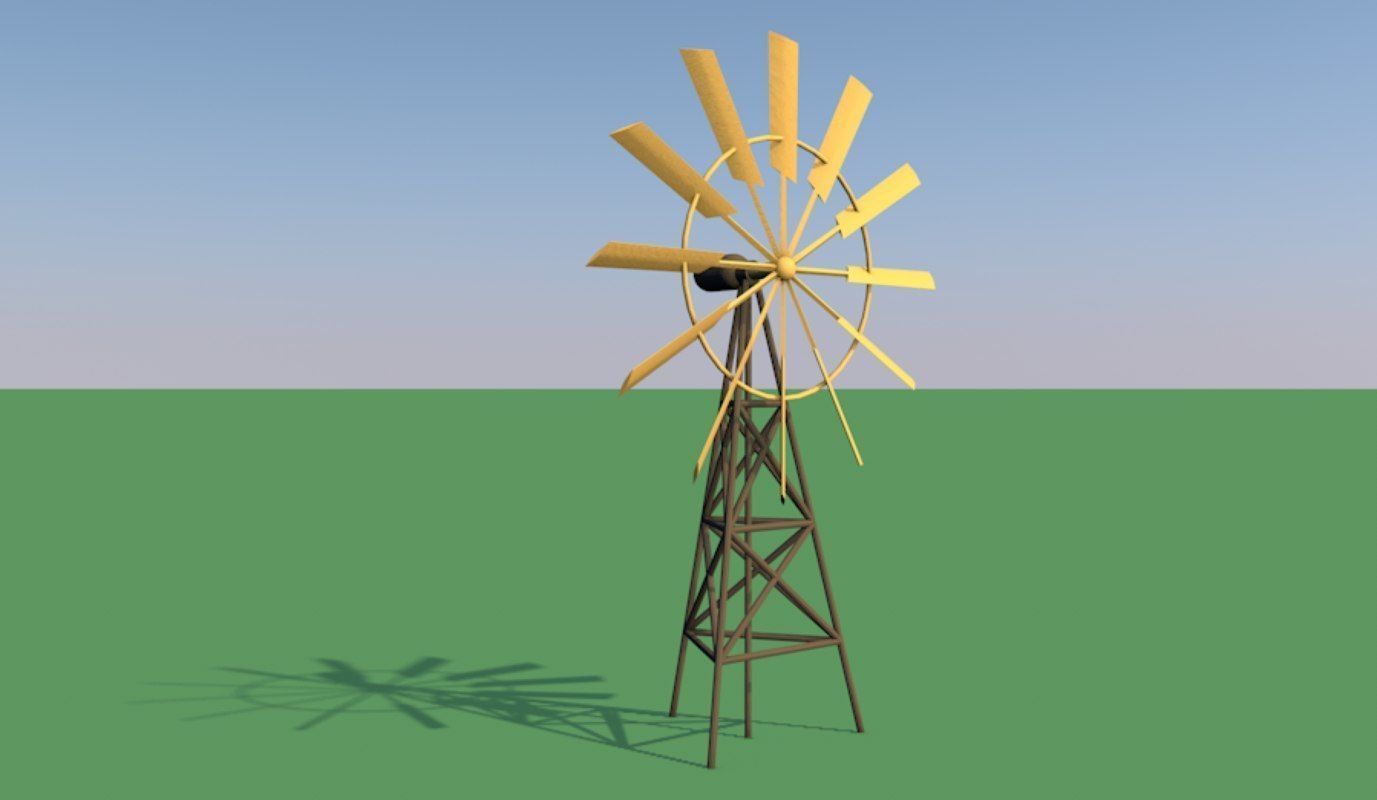 Origami animated windmill 3D model_1