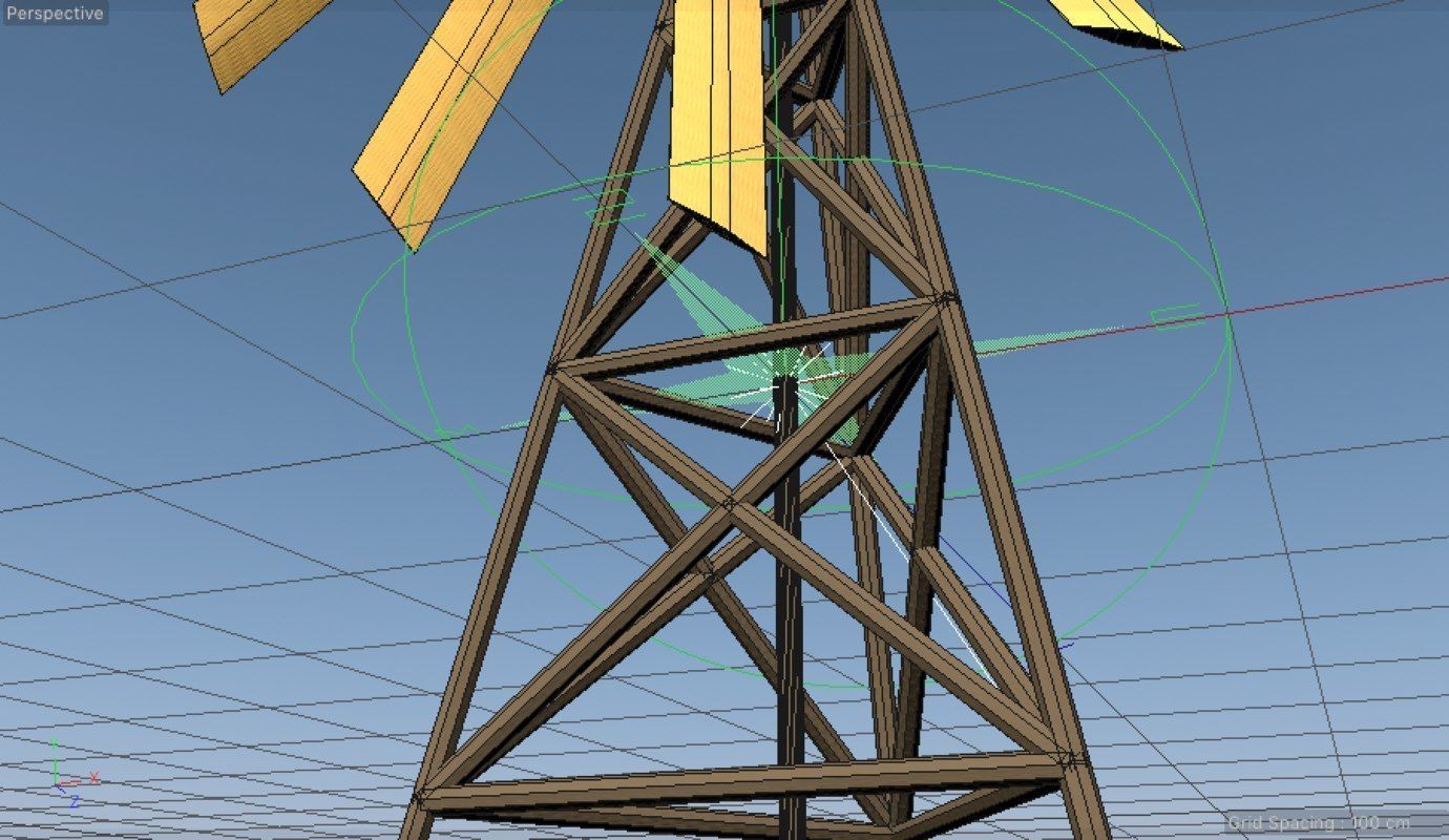 Origami animated windmill 3D model_4