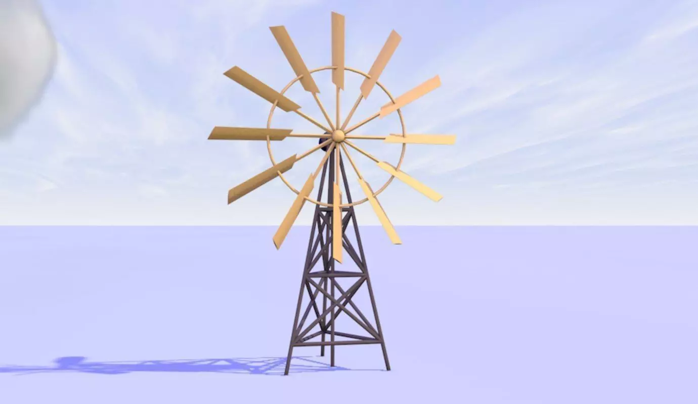 Origami animated windmill 3D model_0