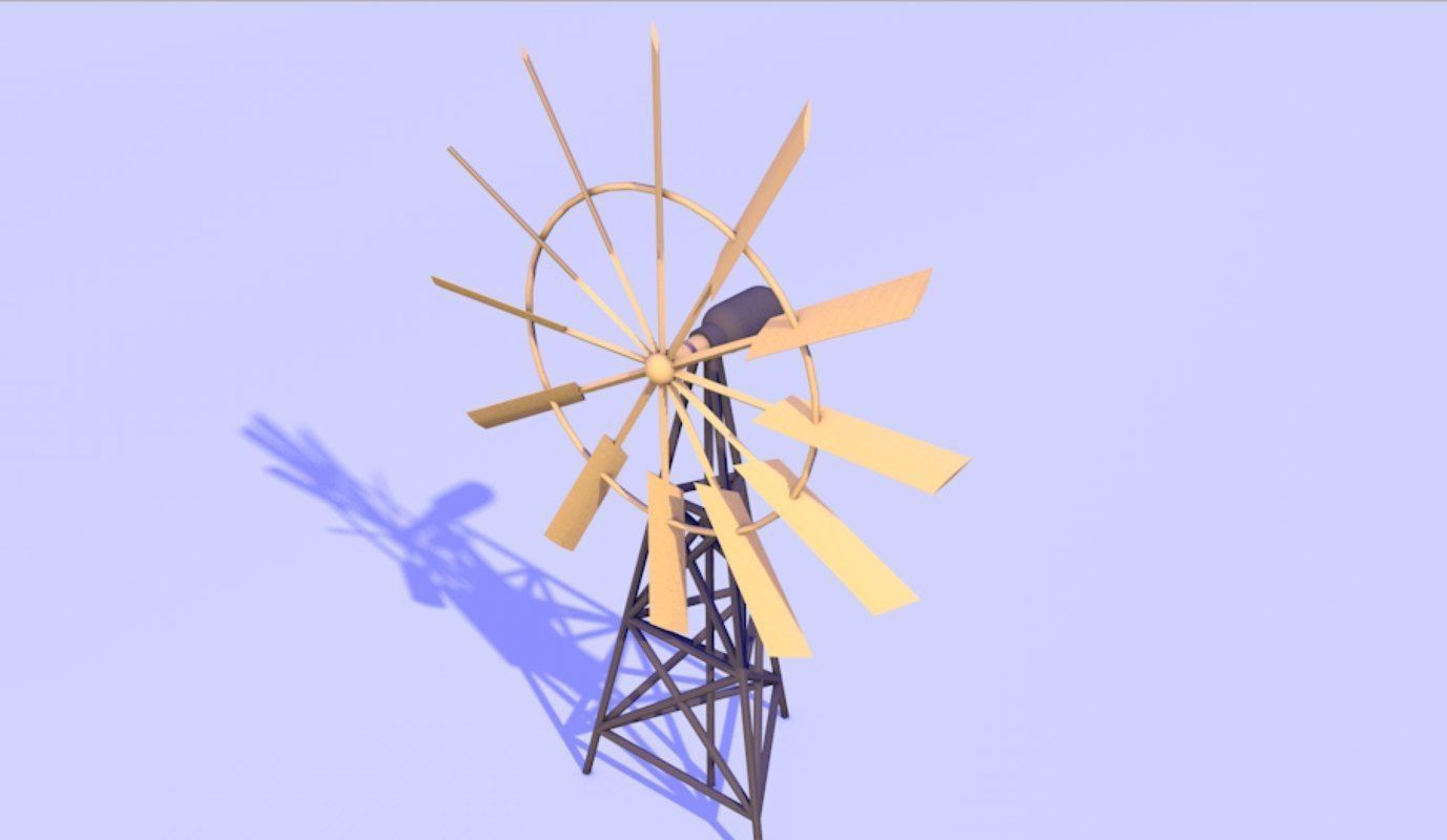 Origami animated windmill 3D model_8