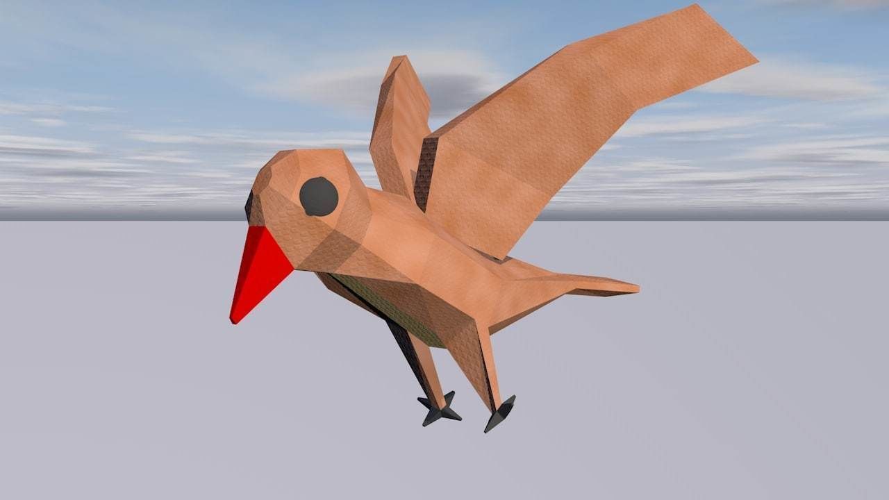 Origami Bird 3D model_2