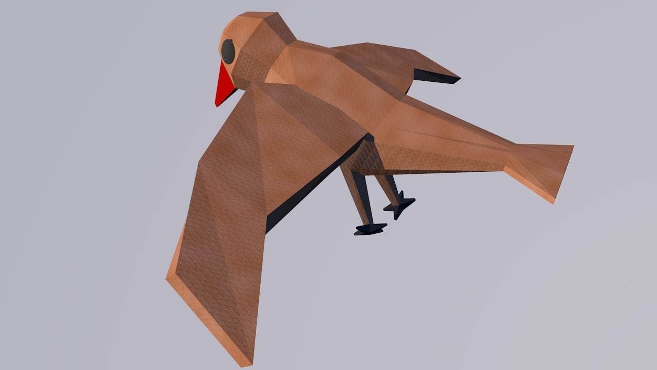 Origami Bird 3D model_6