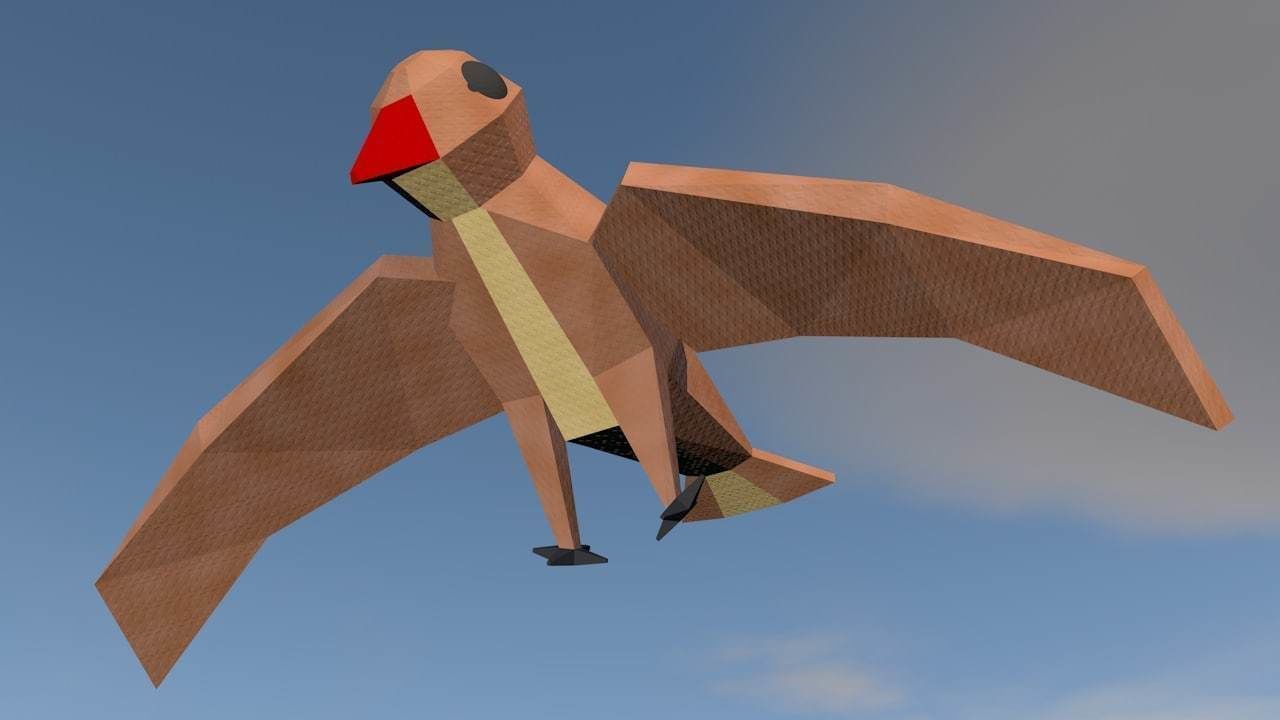 Origami Bird 3D model_1