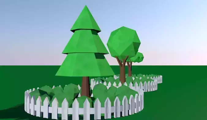 Origami low poly trees