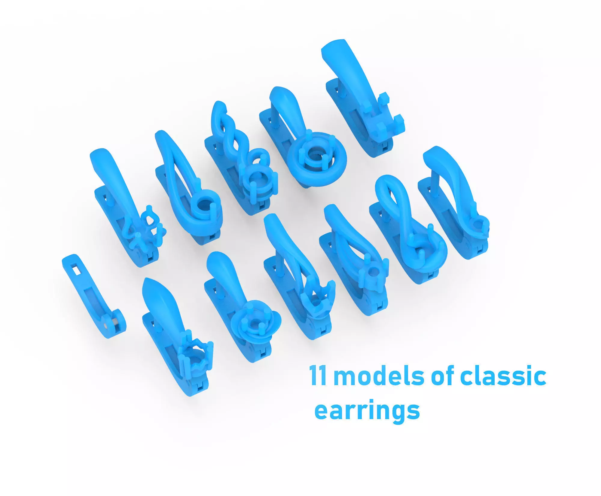 100210 Pack of 11 classic earrings 3D print model