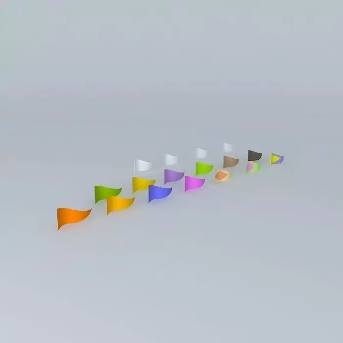 Pennants different colored flags Free 3D model