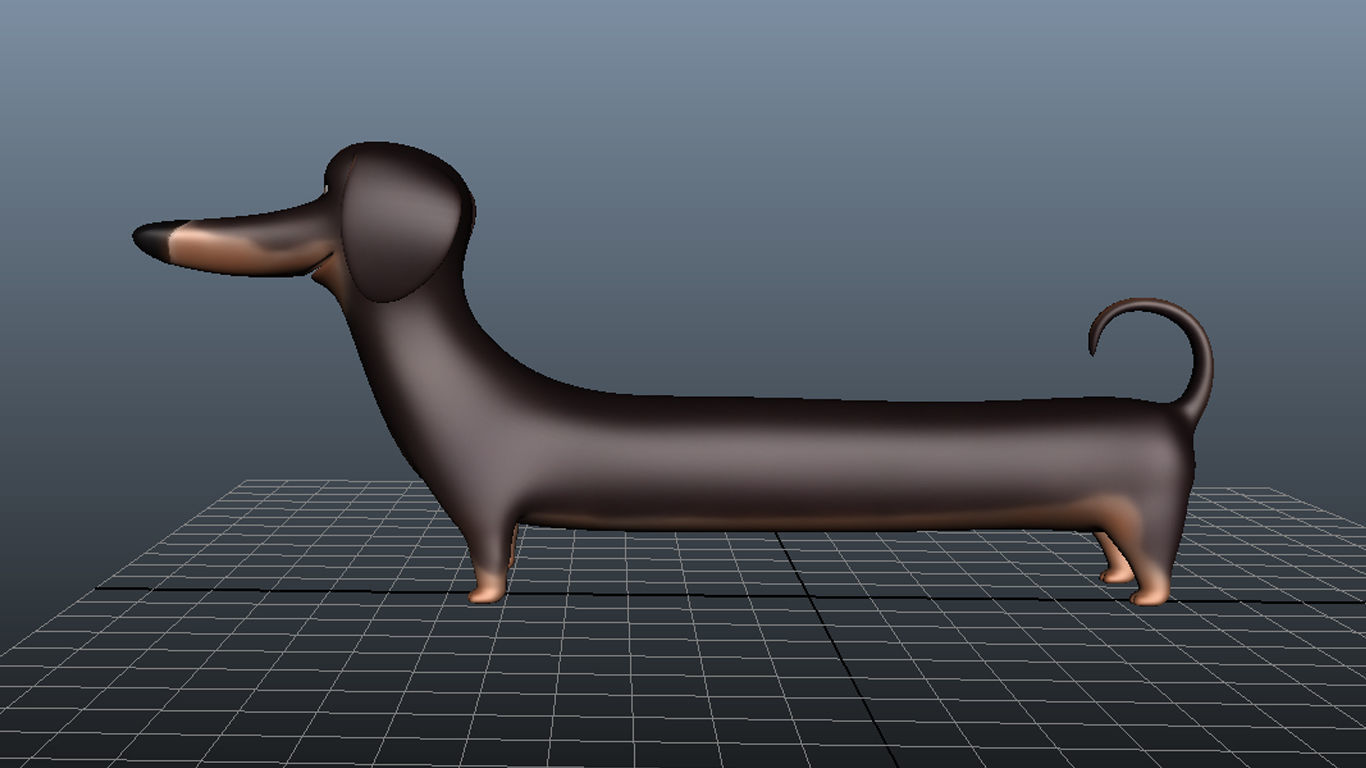Cartoon Dog Dachshund Low-poly 3D model_6