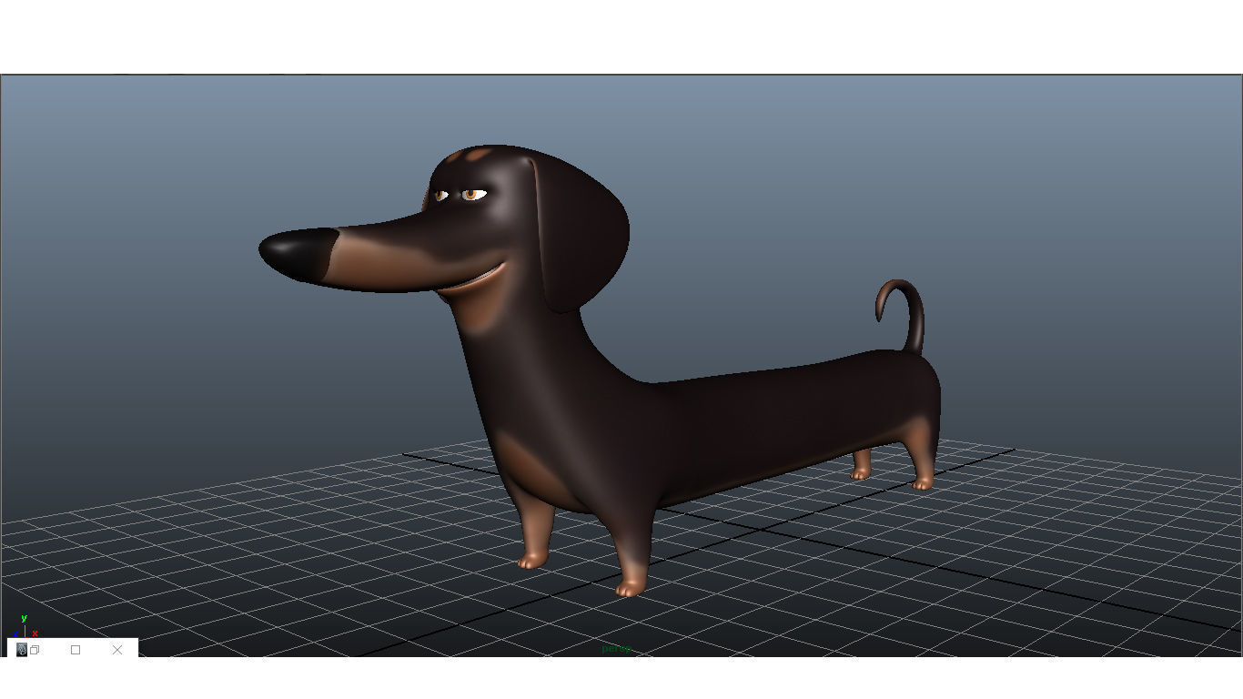 Cartoon Dog Dachshund Low-poly 3D model_5