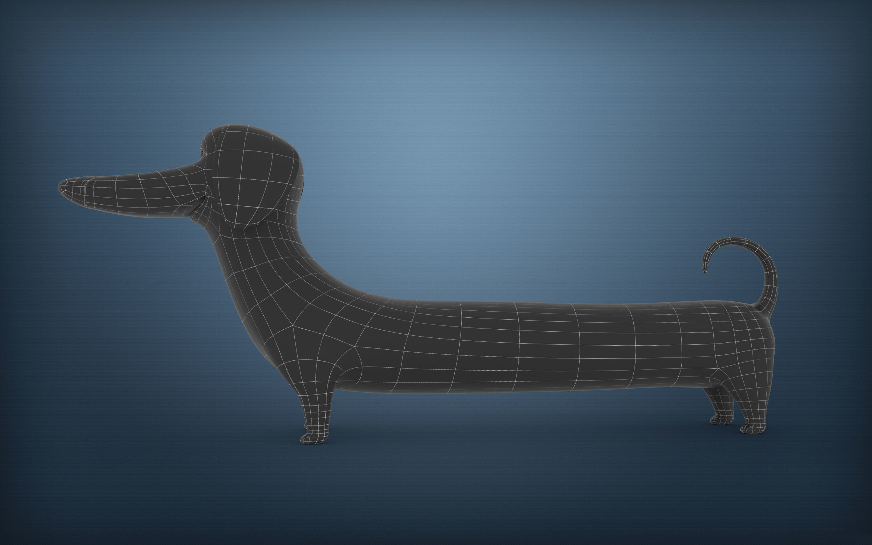 Cartoon Dog Dachshund Low-poly 3D model_12