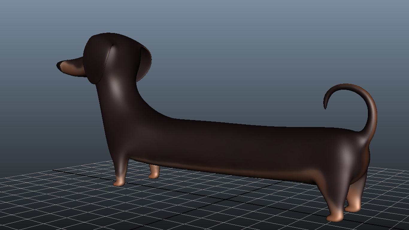 Cartoon Dog Dachshund Low-poly 3D model_7