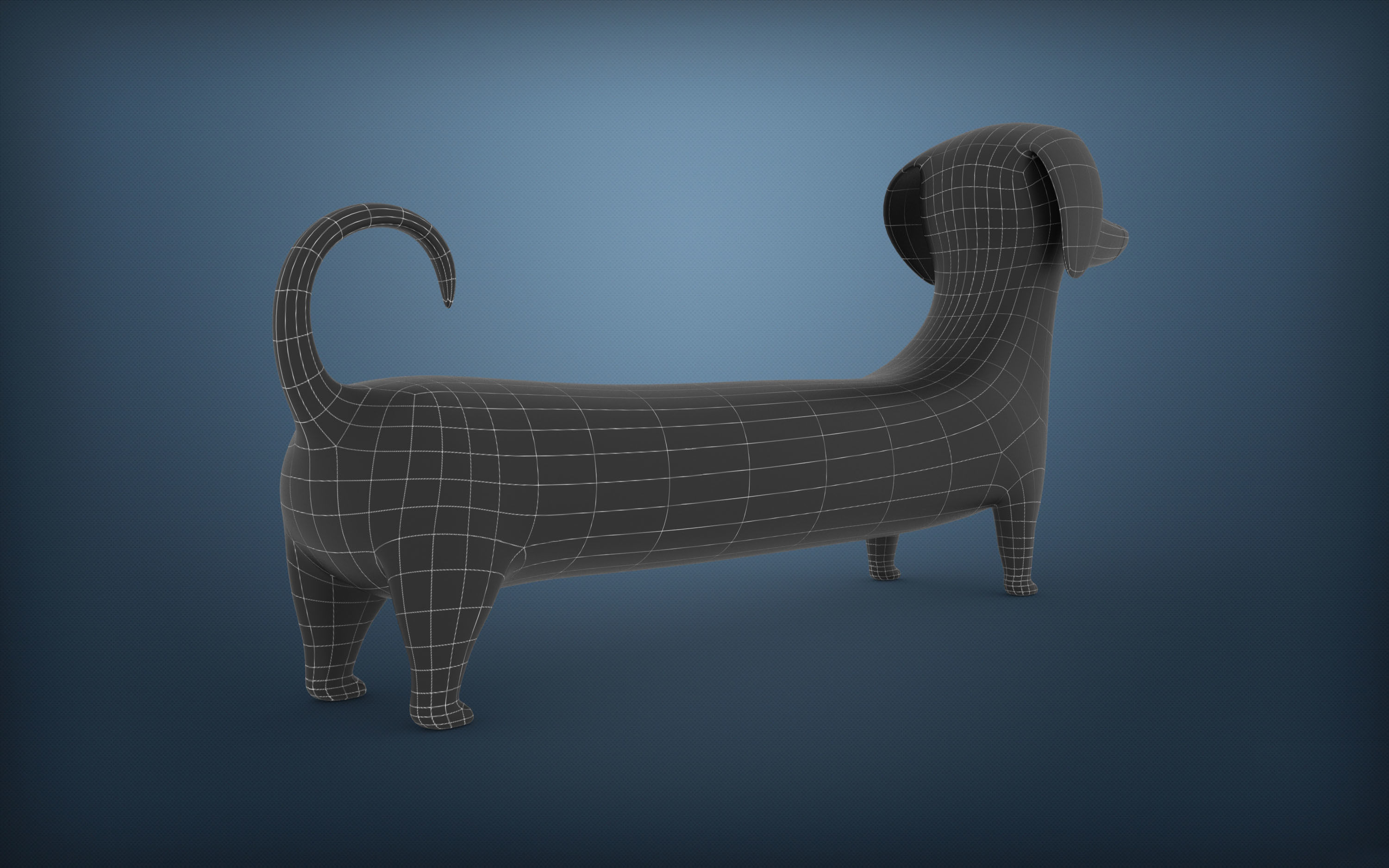 Cartoon Dog Dachshund Low-poly 3D model_15