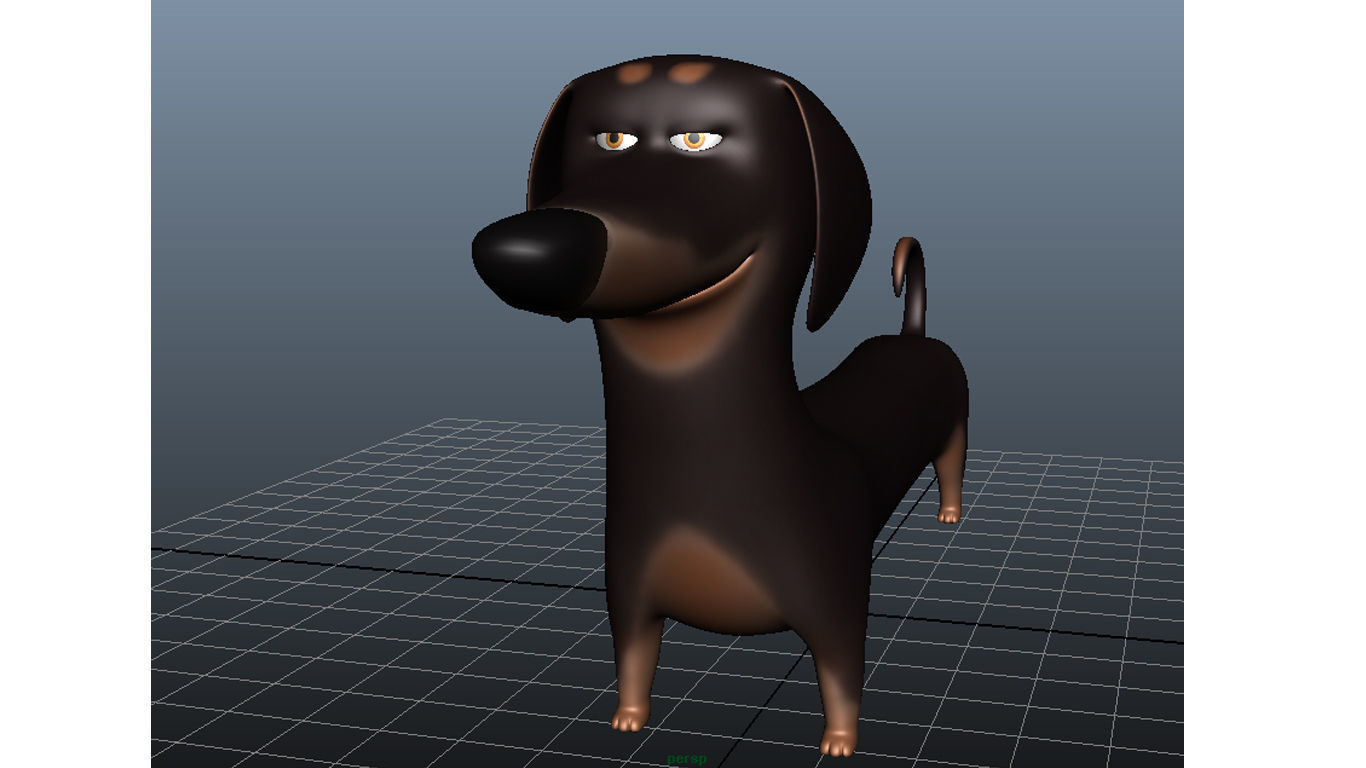 Cartoon Dog Dachshund Low-poly 3D model_3
