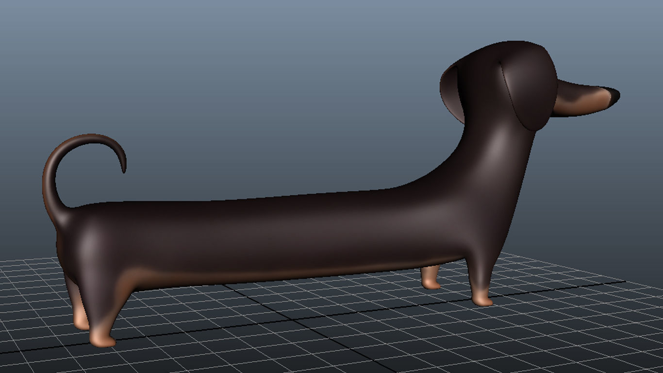 Cartoon Dog Dachshund Low-poly 3D model_8
