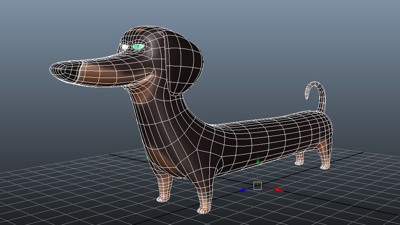 Cartoon Dog Dachshund Low-poly 3D model_11