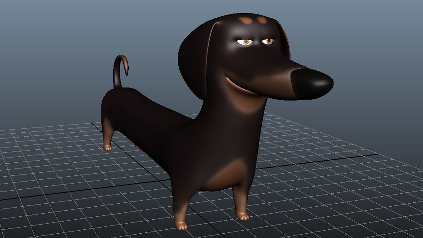 Cartoon Dog Dachshund Low-poly 3D model_4