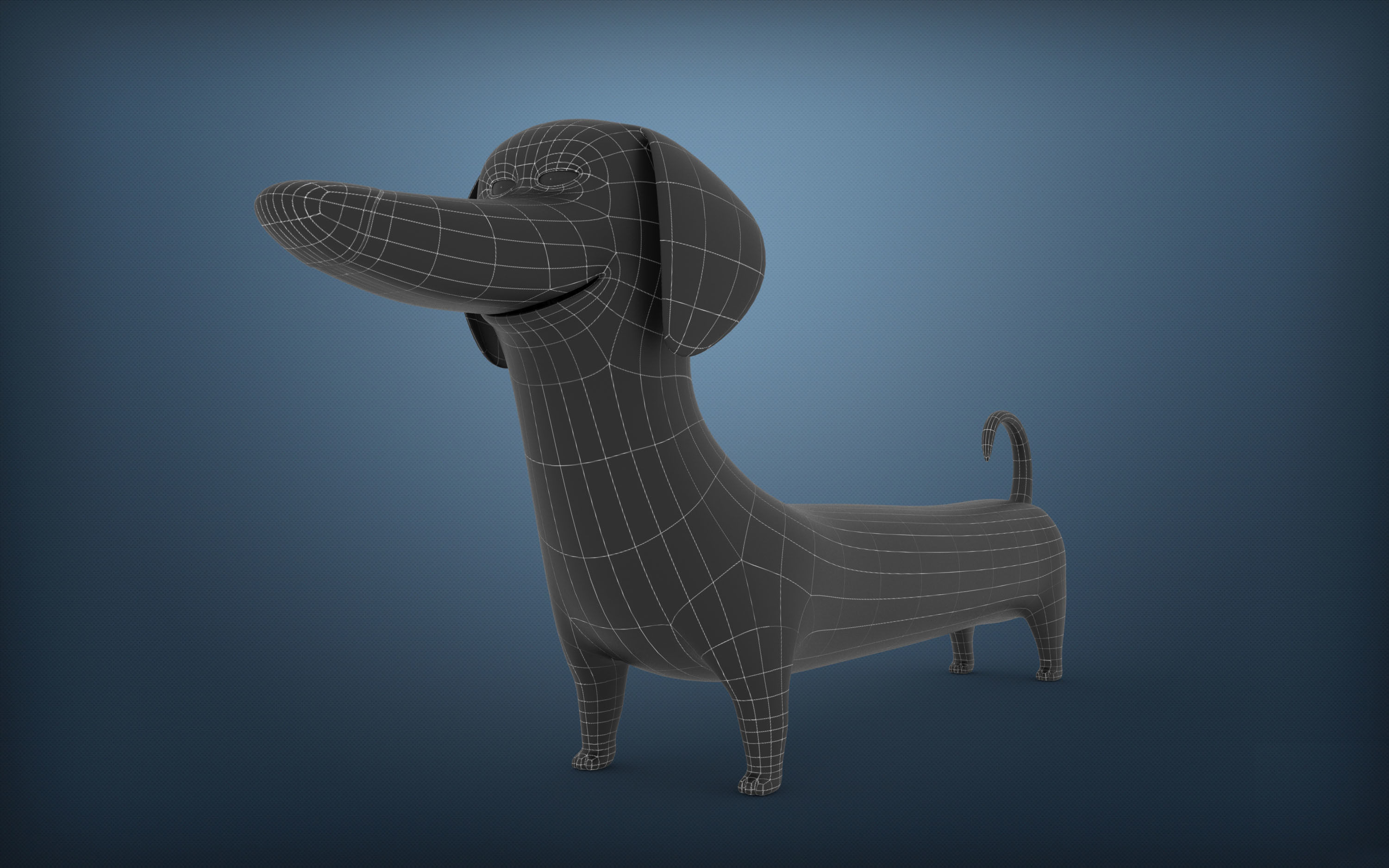 Cartoon Dog Dachshund Low-poly 3D model_17