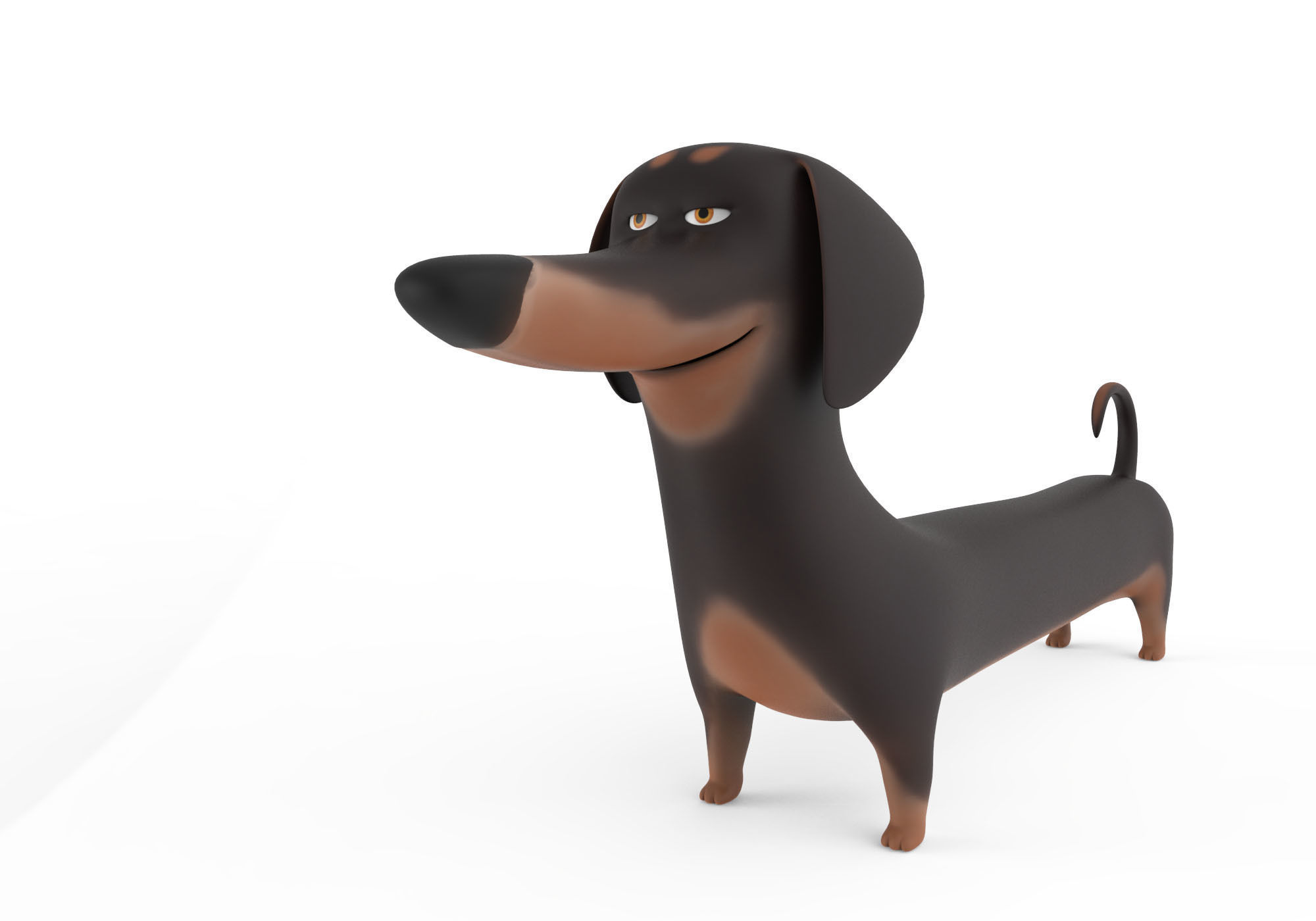 Cartoon Dog Dachshund Low-poly 3D model_2