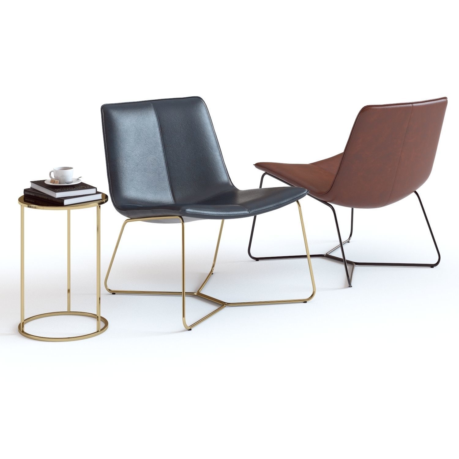 West Elm Slope Leather Lounge Chair 3D model CGTrader