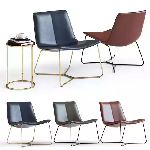 West Elm Slope Leather Lounge Chair 3D model