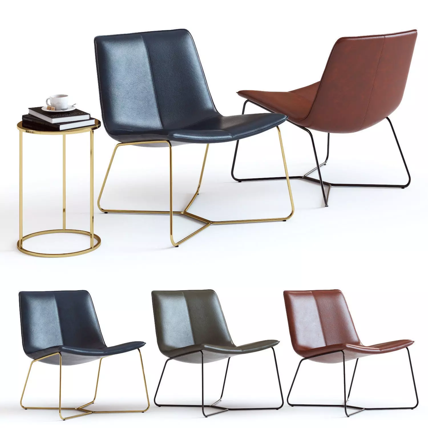 West Elm Slope Leather Lounge Chair 3D model