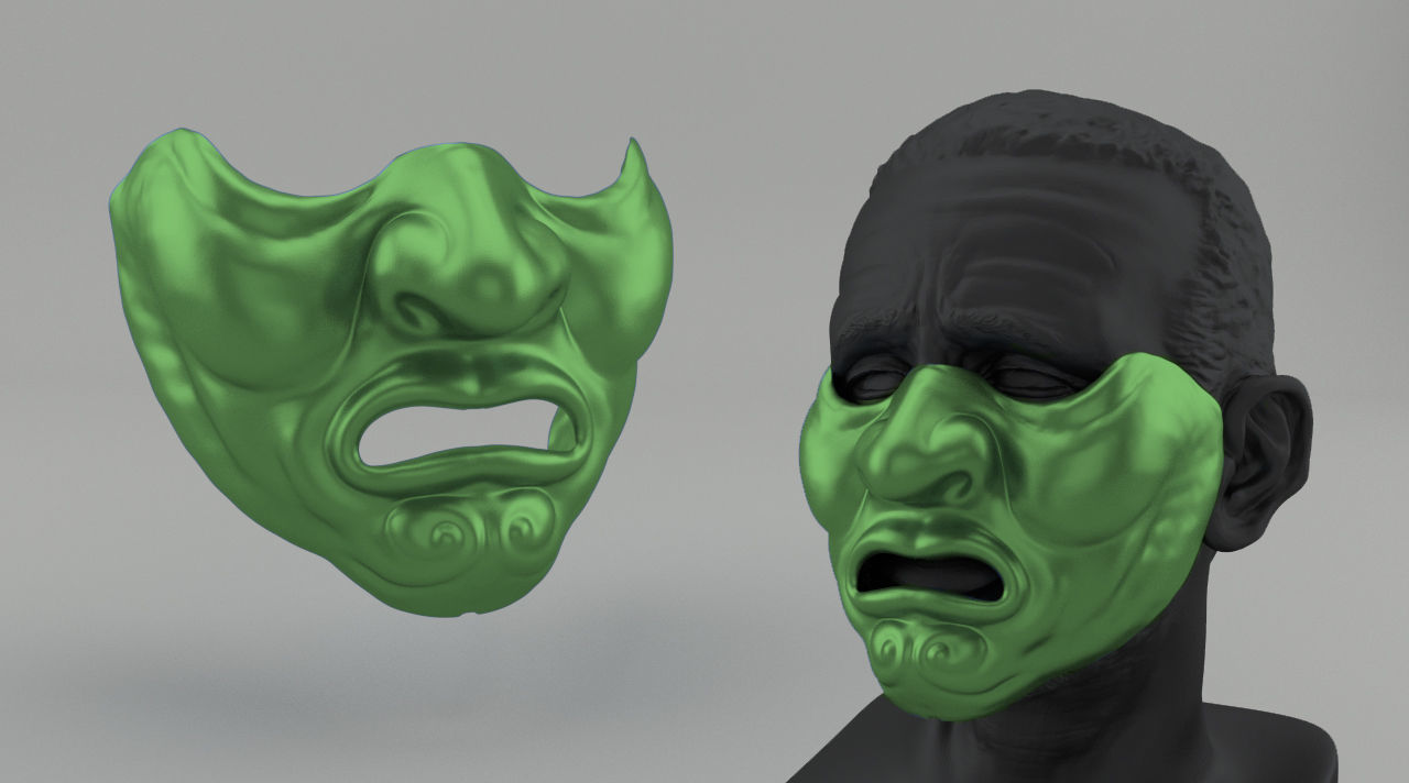 Mempo Japanese Mask 3D print model_5