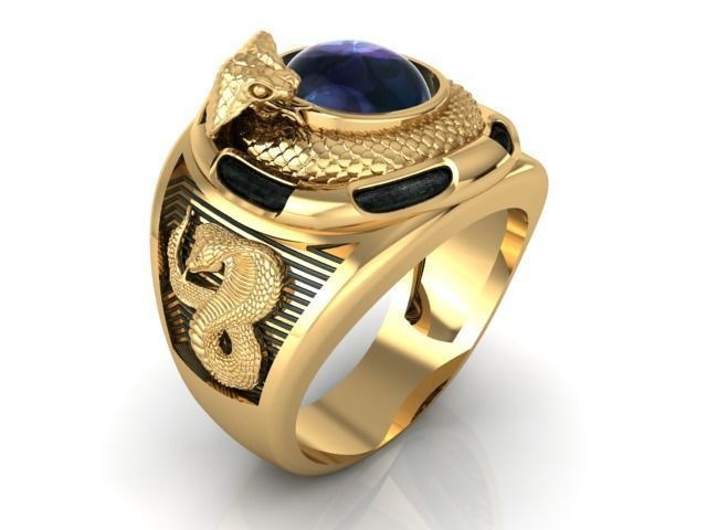 SNAKE-RING 2 gold snake ring 3D print model_1