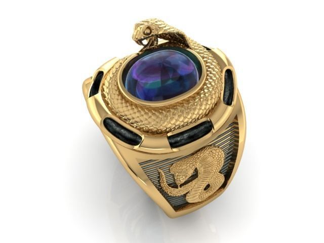 SNAKE-RING 2 gold snake ring 3D print model_2