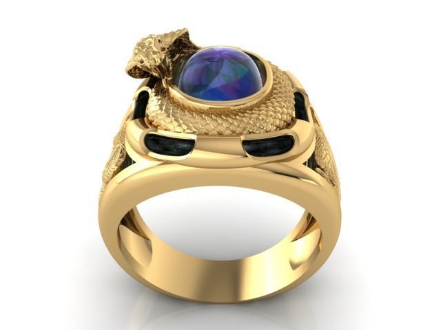 SNAKE-RING 2 gold snake ring 3D print model_4