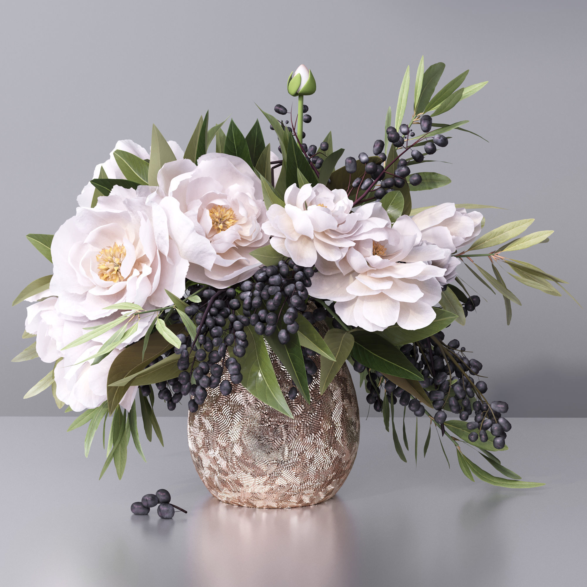 Classy Flower Vase-Flowers Vase 3D model_8